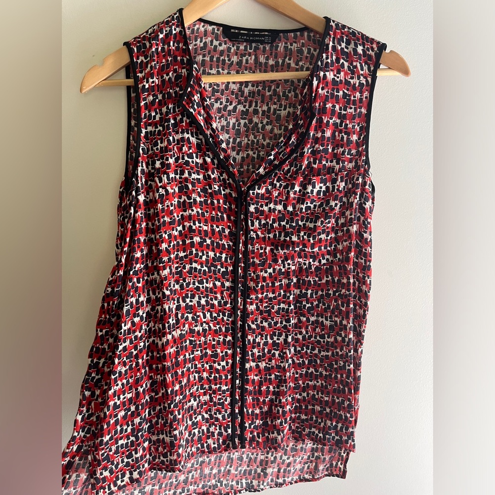Zara Red/Navy blouse